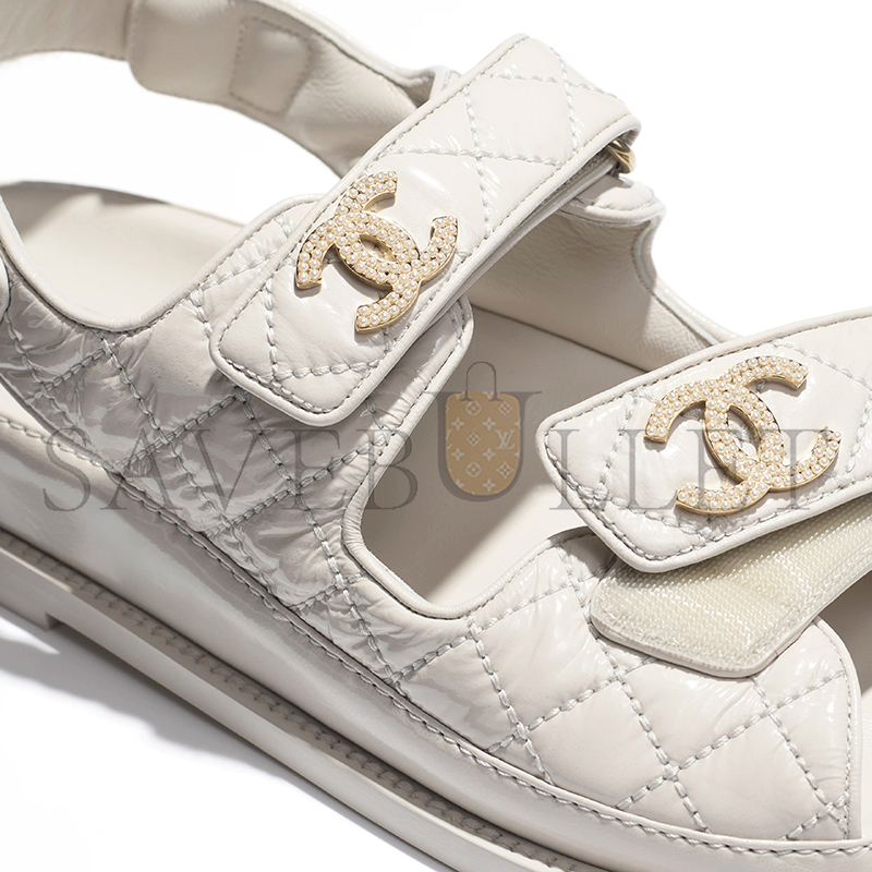 Ch*el sandals shiny lambskin g35927